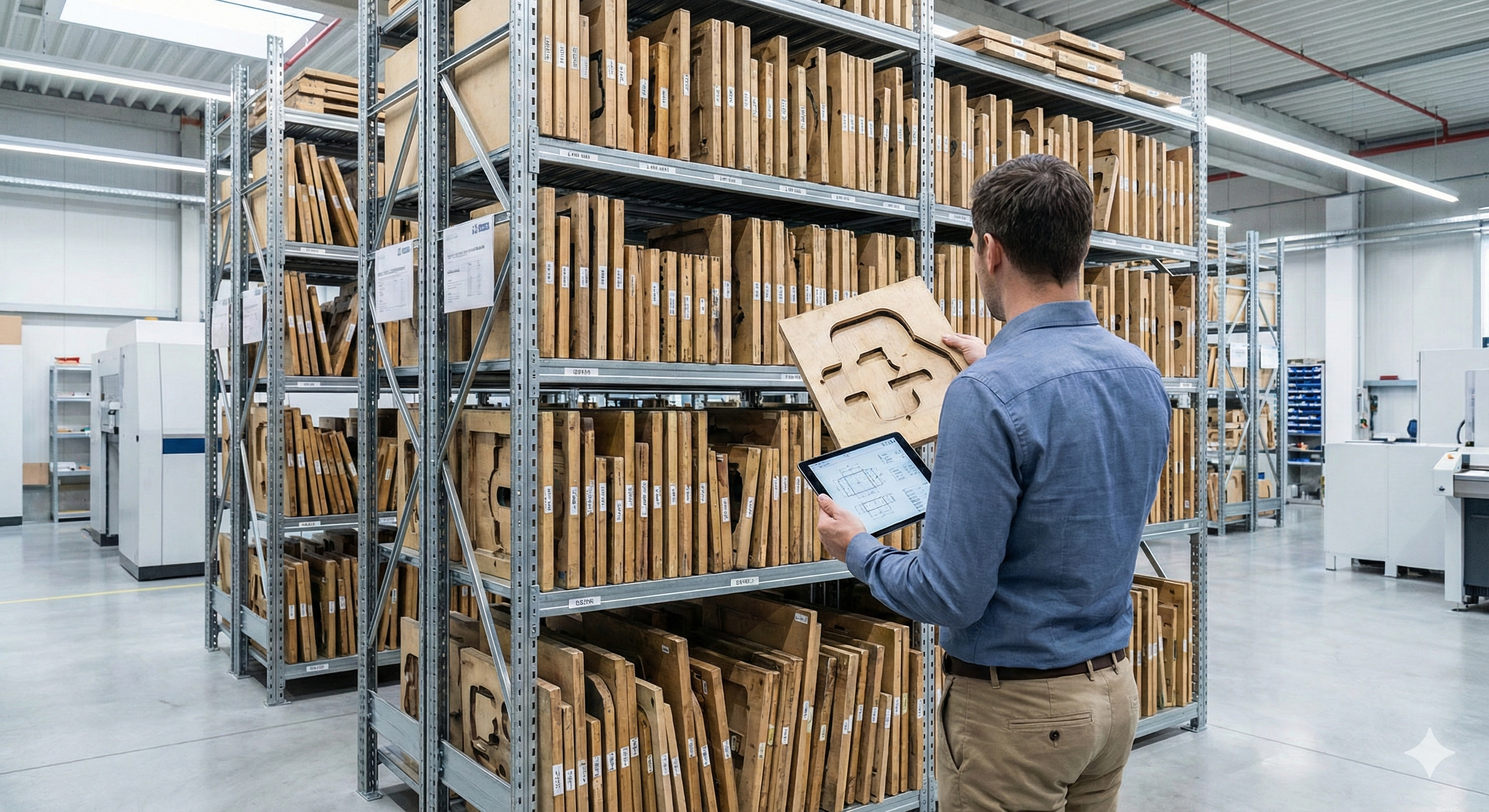 Máquina industrial de window patching aplicando película transparente sobre cartón troquelado, mostrando proceso automatizado de colocación de ventanas plásticas en empaques – Padilla S.A. Troqueles de Empaque